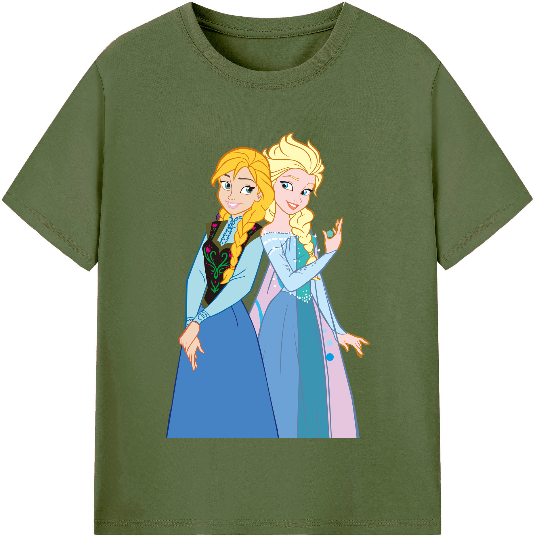 （画像用） アナと雪の女王 アンナ エルサ Frozen Anna Elsa 綿100％半袖Tシャツ（フロントプリント）